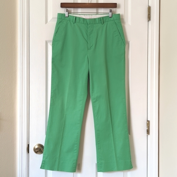 Ralph Lauren Sport Y2K Vintage High Rise Straight Cropped Twill Pants Green 10 - Picture 1 of 14